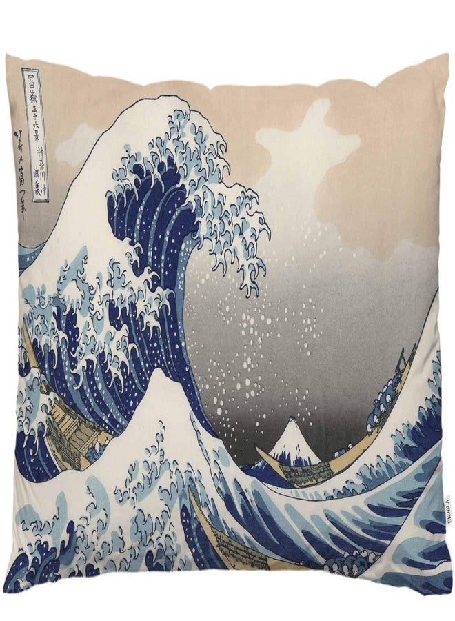EKOBLA Throw Pillow Cover The Great Wave of Kanagawa Japanese Traditional Oriental Pattern Sea Waves Natural Decor Lumbar Pillow Case Cushion for Sofa Couch Bed Standard Queen Size 20x30 Inch - Image 1